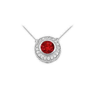 Ruby and Diamond Pendant : 14K White Gold - 0.66 CT TGW