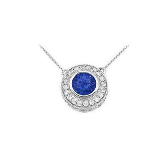 Sapphire and Diamond Pendant : 14K White Gold - 0.66 CT TGW