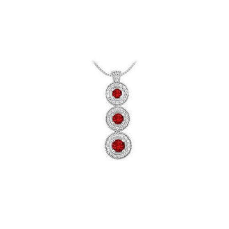 Ruby and Diamond Pendant : 14 White Gold - 1.25 CT TGW