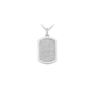 Diamond Dog-tag Pendant : 14K White Gold - 4.00 CT Diamonds