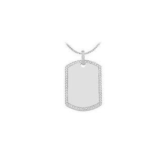 Diamond Dog-tag Pendant : 14K White Gold - 1.50 CT Diamonds