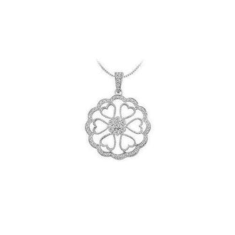 Diamond Flower Pendant : 14K White Gold - 0.50 CT Diamonds