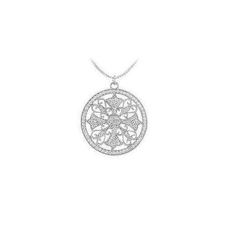 Diamond Circle Pendant : 14K White Gold - 0.50 CT Diamonds