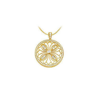 Diamond Circle Pendant : 14K Yellow Gold - 0.75 CT Diamonds