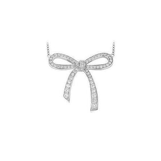 Diamond Bow Pendant : 14K White Gold - 0.33 CT Diamonds