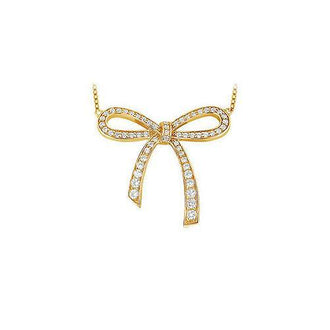 Diamond Bow Pendant : 14K Yellow Gold - 0.33 CT Diamonds