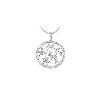 Diamond Circle Pendant : 14K White Gold - 0.55 CT Diamonds