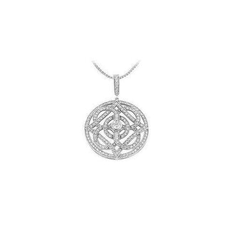 Diamond Circle Pendant : 14K White Gold - 1.00 CT Diamonds