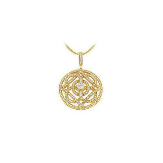 Diamond Circle Pendant : 14K Yellow Gold - 1.00 CT Diamonds