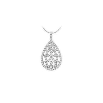 Drop Diamond Pendant : 14K White Gold - 0.50 CT Diamonds