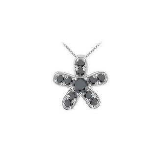 Black Diamond Flower Pendant : 14K White Gold - 0.55 CT Diamonds