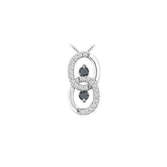 Black and White Diamond Circle Pendant : 14K White Gold - 1.00 CT Diamonds