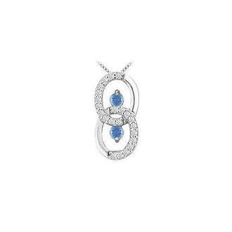 Sapphire and Diamond Circle Pendant : 14K White Gold - 1.00 CT TGW