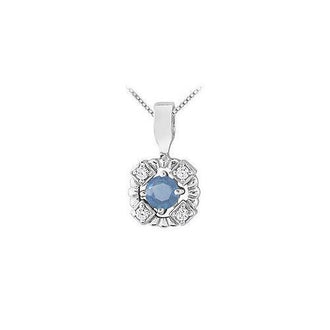 Sapphire and Diamond Pendant : 14K White Gold - 0.50 CT TGW