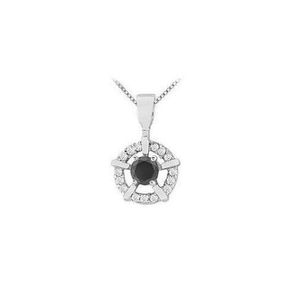 Black and White Diamond Circle Pendant : 14K White Gold - 0.50 CT Diamonds