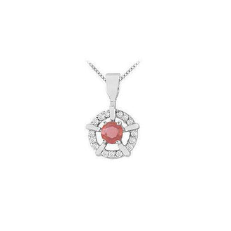 Ruby and Diamond Pendant : 14K White Gold - 0.50 CT TGW