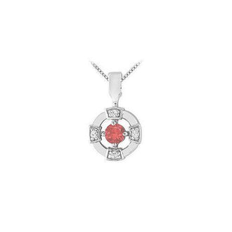 Ruby and Diamond Pendant : 14K White Gold - 0.25 CT TGW