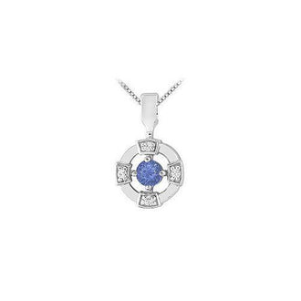 Sapphire and Diamond Pendant : 14K White Gold - 0.25 CT TGW