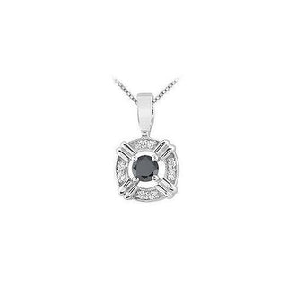 Black and White Diamond Pendant : 14K White Gold - 0.25 CT Diamonds