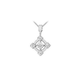 Diamond Circle Pendant : 14K White Gold - 0.50 CT Diamonds