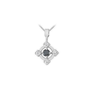 Black and White Diamond Circle Pendant : 14K White Gold - 0.50 CT Diamonds