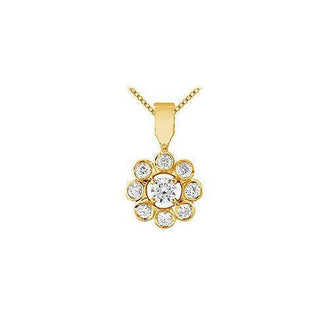 Diamond Flower Pendant : 14K Yellow Gold - 0.33 CT Diamonds