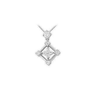 Diamond Square Pendant : 14K White Gold - 0.33 CT Diamonds