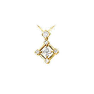 Diamond Square Pendant : 14K Yellow Gold - 0.33 CT Diamonds