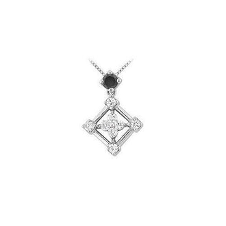 Black and White Diamond Square Pendant : 14K White Gold - 1.00 CT Diamonds