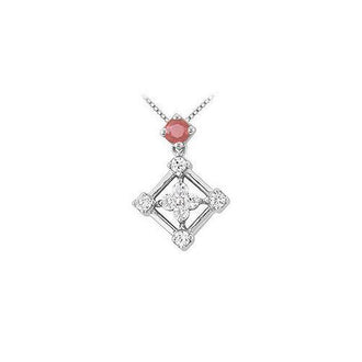 Ruby and Diamond Pendant : 14K White Gold - 1.00 CT TGW