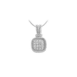 Diamond Square Pendant : 14K White Gold - 0.50 CT Diamonds