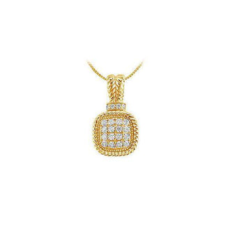 Diamond Square Pendant : 14K Yellow Gold - 0.50 CT Diamonds