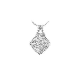 Diamond Square Pendant : 14K White Gold - 1.00 CT Diamonds