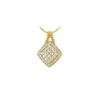 Diamond Square Pendant : 14K Yellow Gold - 1.00 CT Diamonds