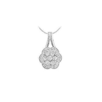 Diamond Flower Pendant : 14K White Gold - 0.50 CT Diamonds