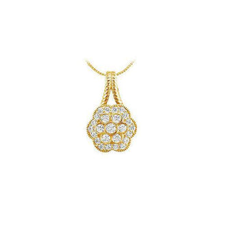 Diamond Flower Pendant : 14K Yellow Gold - 0.50 CT Diamonds