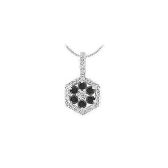 Black and White Diamond Pendant : 14K White Gold - 1.50 CT Diamonds