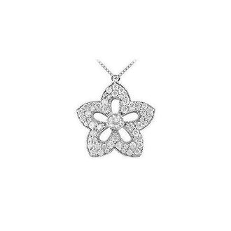 Diamond Flower Pendant : 14K White Gold - 1.00 CT Diamonds