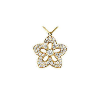 Diamond Flower Pendant : 14K Yellow Gold - 1.00 CT Diamonds