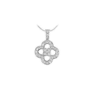 Diamond Flower Pendant : 14K White Gold - 0.50 CT Diamonds