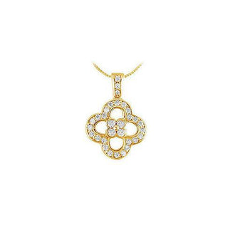 Diamond Flower Pendant : 14K Yellow Gold - 0.50 CT Diamonds