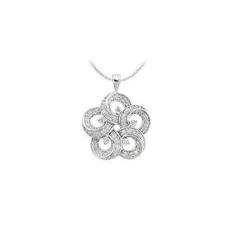 Diamond Flower Pendant : 14K White Gold - 0.55 CT Diamonds