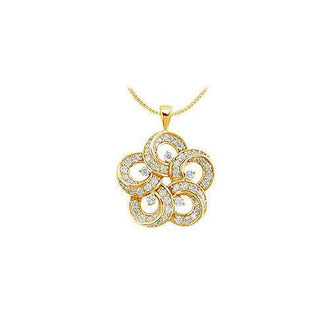 Diamond Flower Pendant : 14K Yellow Gold - 0.55 CT Diamonds