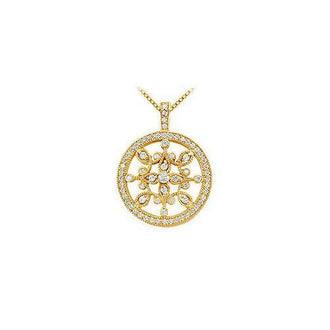 Diamond Floral Circle Pendant : 14K Yellow Gold - 0.66 CT Diamonds