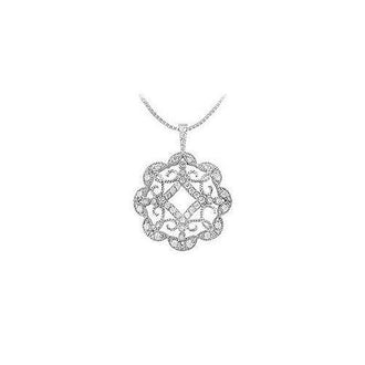 Diamond Floral Circle Pendant : 14K White Gold - 0.50 CT Diamonds