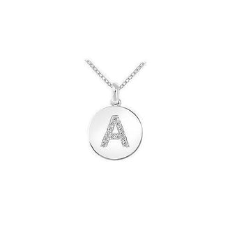 Diamond Disc Initial A Pendant : 14K White Gold - 0.15 CT Diamonds