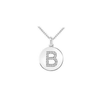 Diamond Disc Initial B Pendant : 14K White Gold - 0.20 CT Diamonds