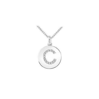 Diamond Disc Initial C Pendant : 14K White Gold - 0.15 CT Diamonds