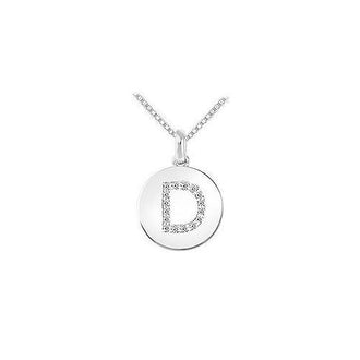 Diamond Disc Initial D Pendant : 14K White Gold - 0.15 CT Diamonds