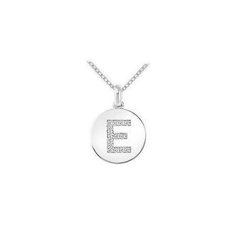 Diamond Disc Initial E Pendant : 14K White Gold - 0.15 CT Diamonds